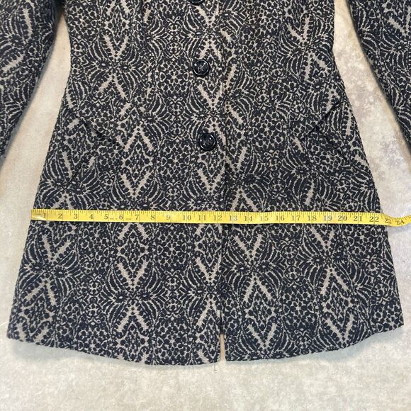 Steve Madden Coat Womens Large Tapestry Mid Length Black Wool Blend‎ - Picture 4 of 11